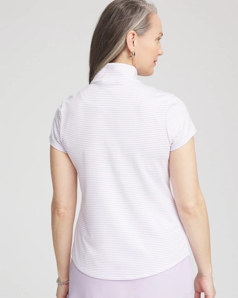 Chicos Zenergy® Striped UPF Short-Sleeve Top - VIOLET AURA