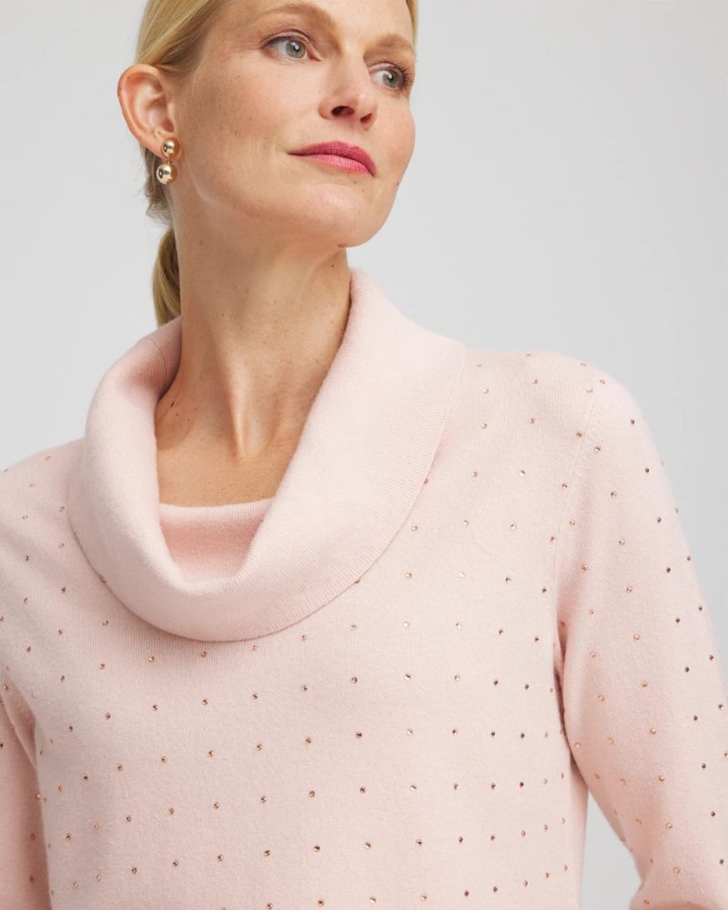 Chicos Zenergy® Luxe Diamante Cowlneck Tunic - ROSE SMOKE