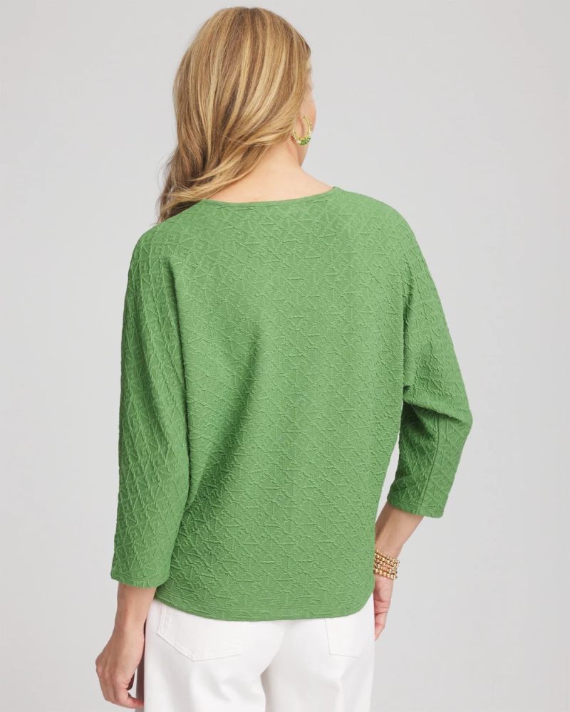 Chicos Textured Wedge Top - SALTED LIME