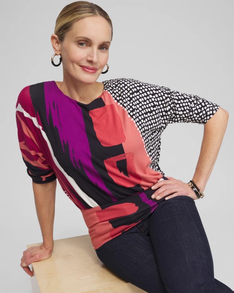 Chicos Touch of Cool™ Abstract Banded Hem Tee - FRESH PLUM