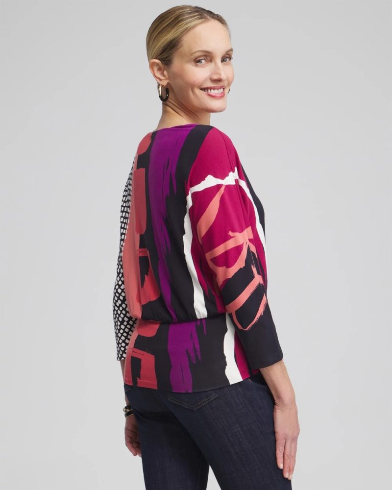 Chicos Touch of Cool™ Abstract Banded Hem Tee - FRESH PLUM