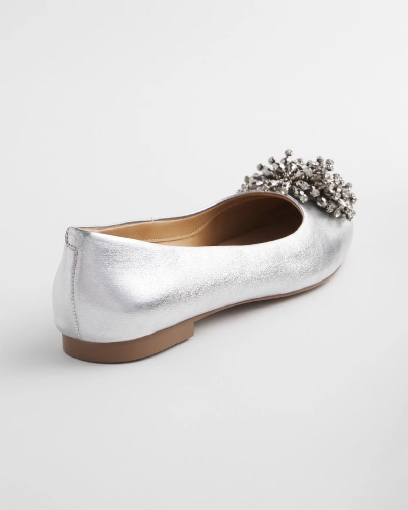 Chicos Omega Beaded Ballet Flats - METALLIC