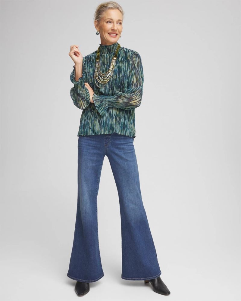 Chicos Pull On Flare Jeggings - MOONFLOWER INDIGO