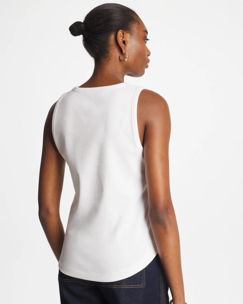 Chicos High Neck Rib Tank - ALABASTER