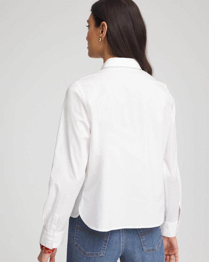 Chicos Crystal Heart Poplin Shirt - ALABASTER