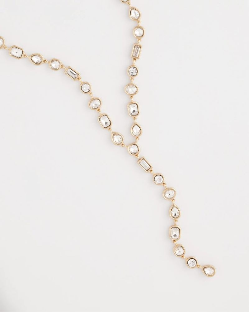 Chicos Bezel Set Goldtone Y-Necklace - GOLD