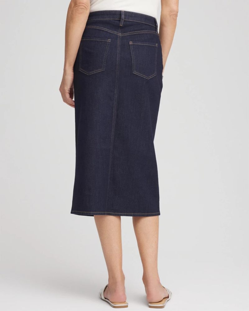 Chicos High-Rise Straight Stretch-Denim Skirt - CEDAR RINSE