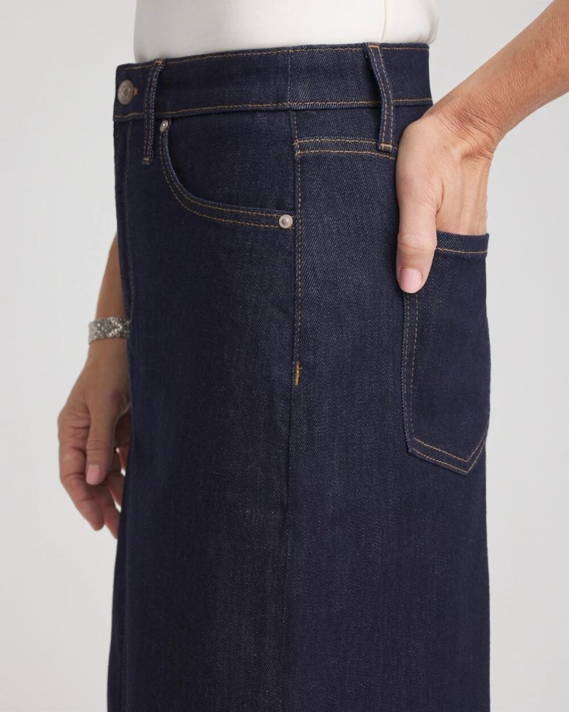 Chicos High-Rise Straight Stretch-Denim Skirt - CEDAR RINSE