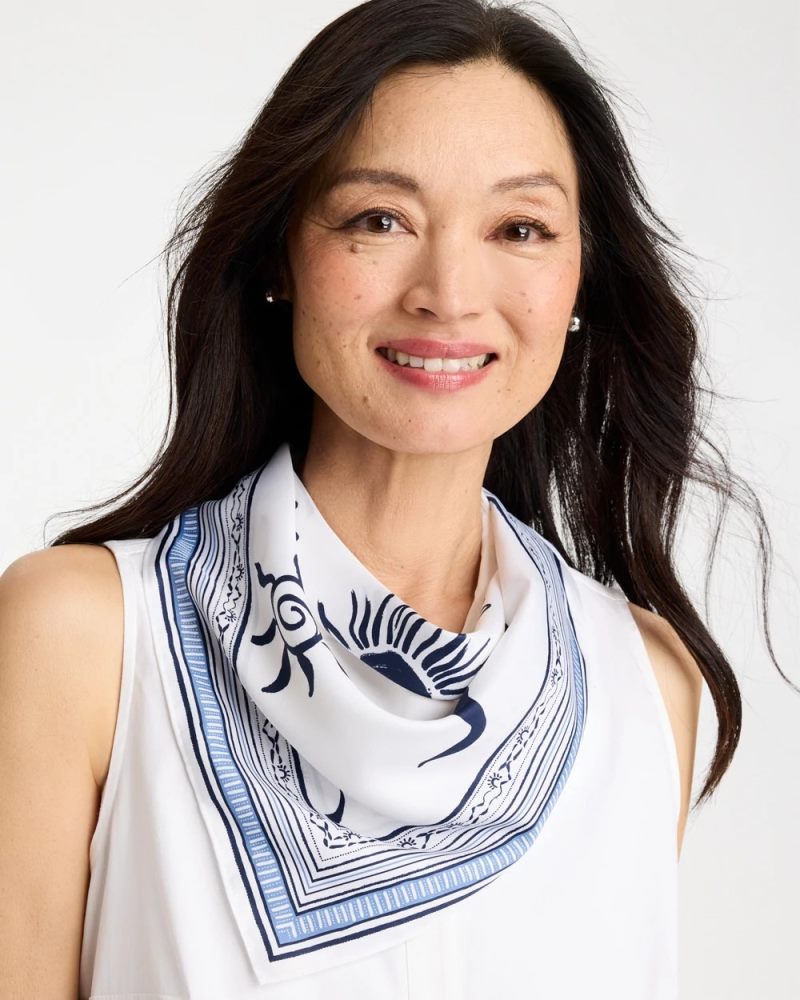 Chicos Beach Square Scarf - PASSPORT BLUE
