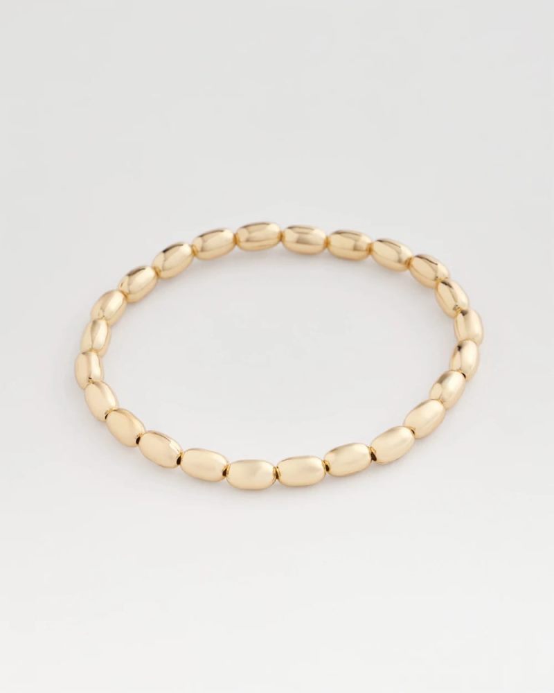 Chicos Goldtone Oval Beaded Stretch Bracelet - GOLD
