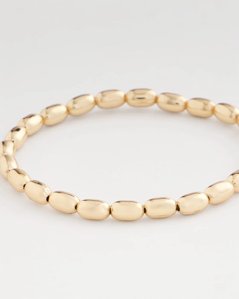 Chicos Goldtone Oval Beaded Stretch Bracelet - GOLD