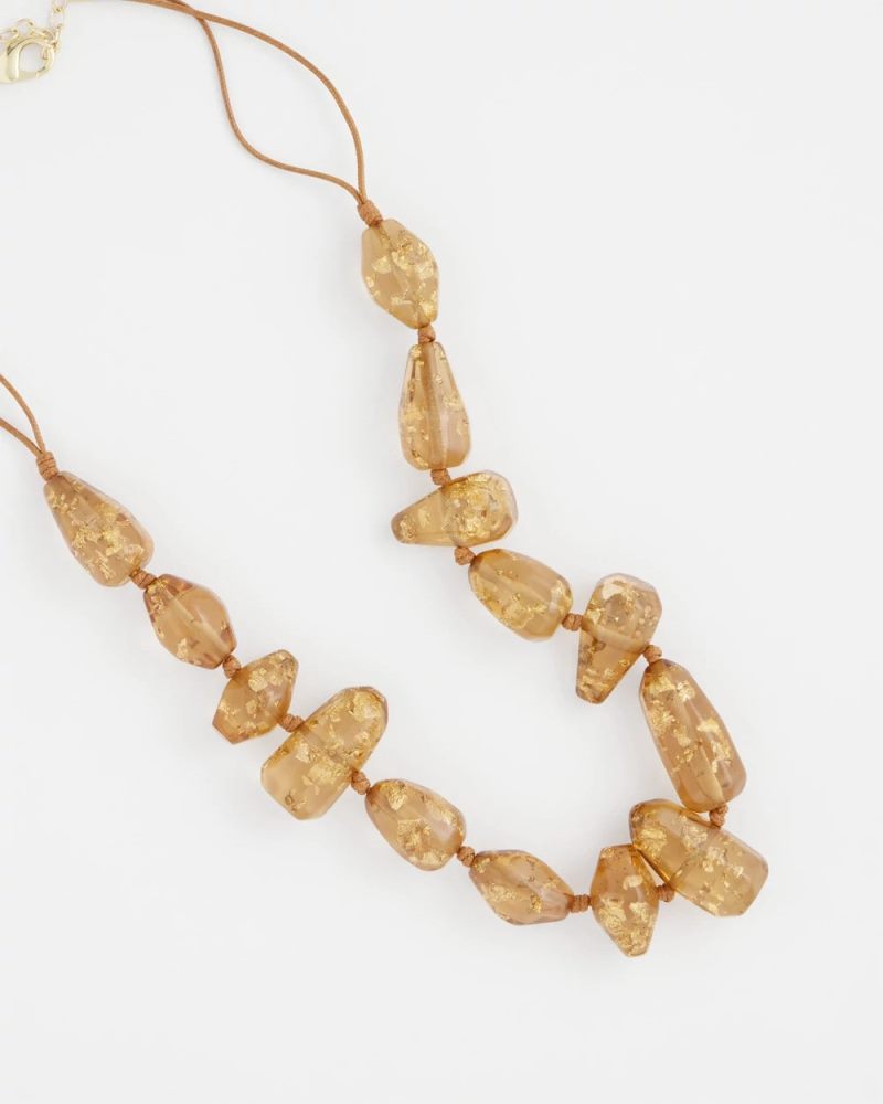 Chicos Gold Foil Long Single Strand Necklace - NEUTRAL