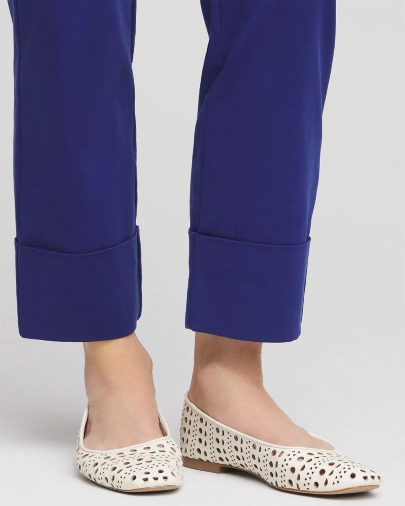 Chicos Stretch Sateen Cropped Pants - BLUE CASA