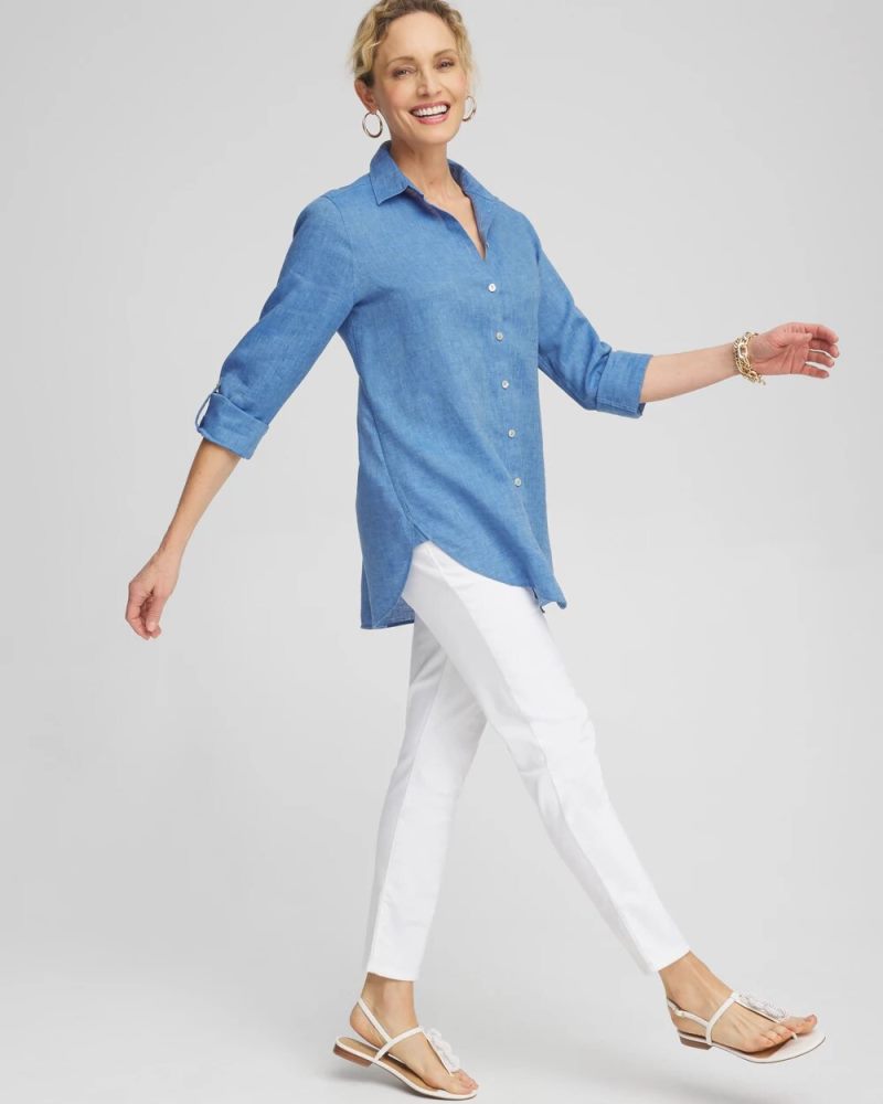 Chicos No-Stain White Denim Ankle Jeggings - ALABASTER