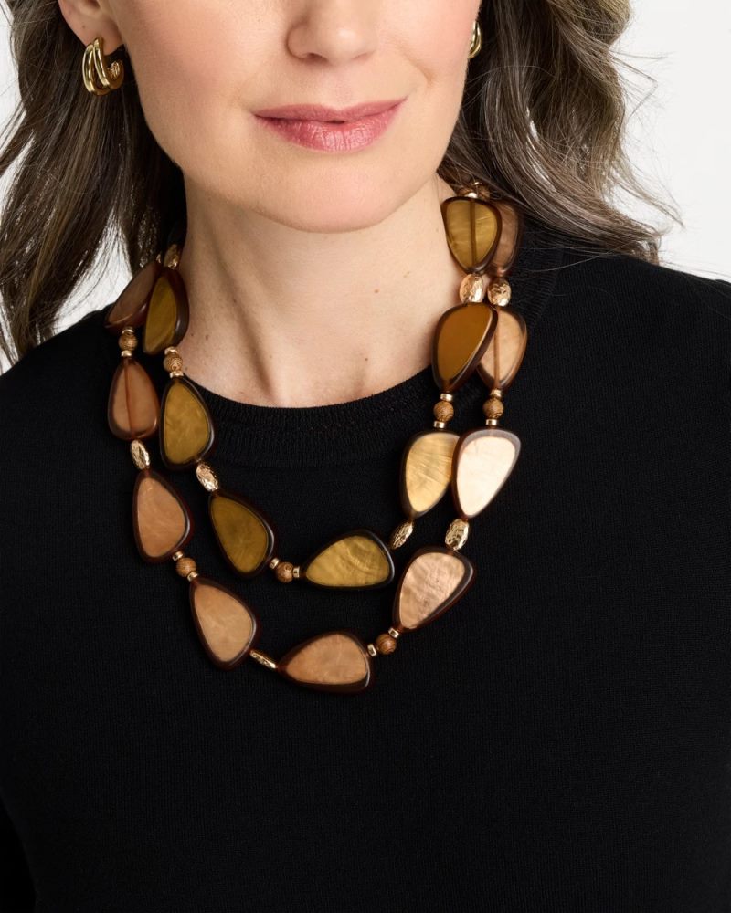 Chicos Neutral Double Strand Geo Necklace - NEUTRAL