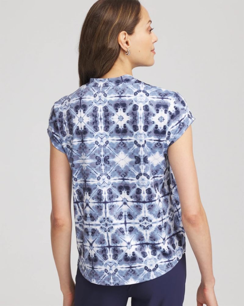 Chicos Zenergy® UPF Printed Polo Top - CANYON BLUE
