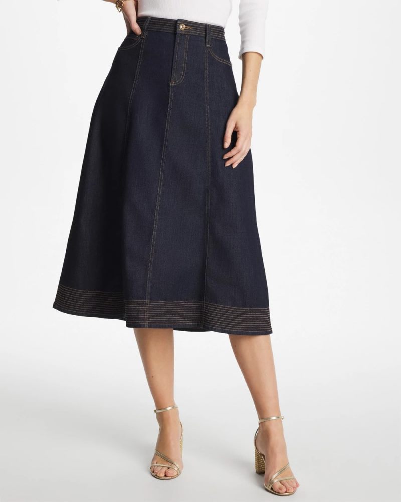 Chicos Trapunto Stitch Skirt - CEDAR RINSE