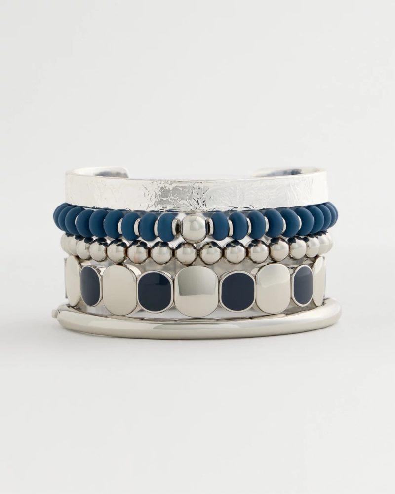 Chicos Navy Resin Glam Stretch Bracelet - NAVY