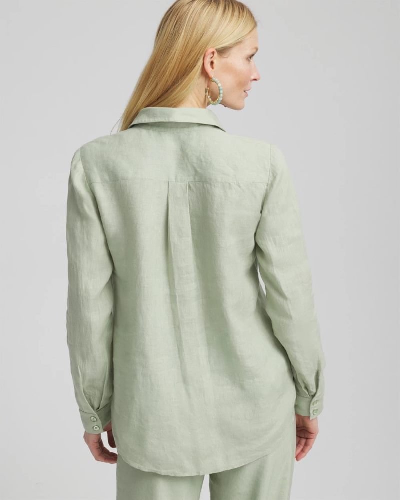 Chicos Floral Cutout 3D Linen Shirt - MOROCCAN MINT