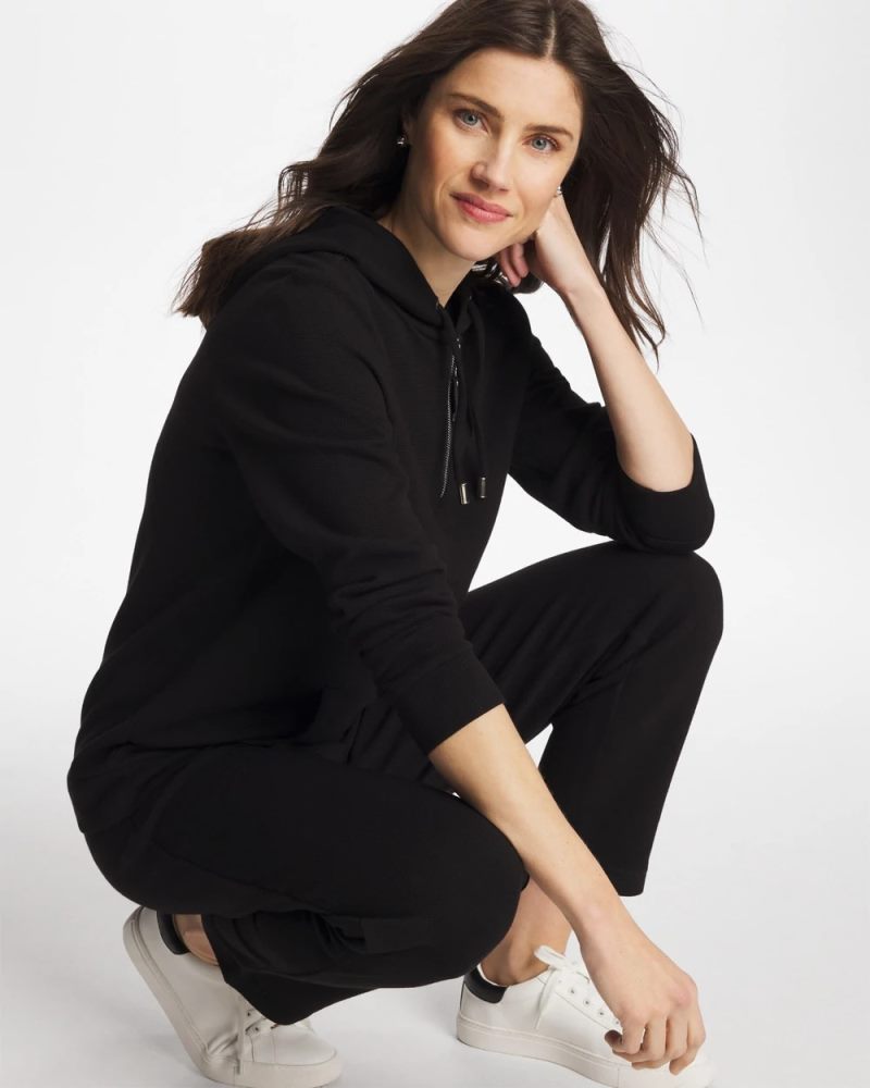 Chicos Zenergy® Soft Waffle Hooded Top - BLACK