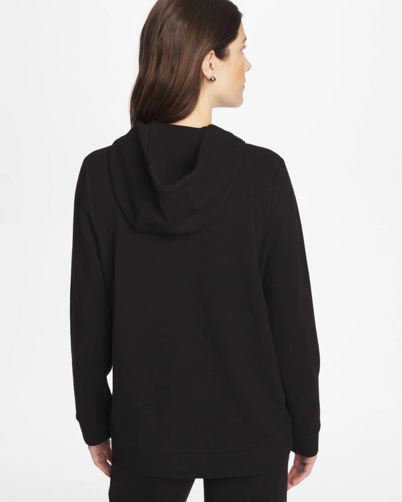 Chicos Zenergy® Soft Waffle Hooded Top - BLACK