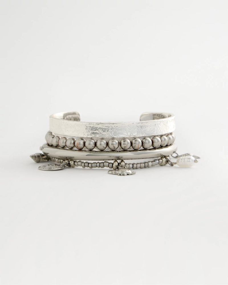 Chicos Beachy Silvertone Stretch Charm Bracelet - SILVER