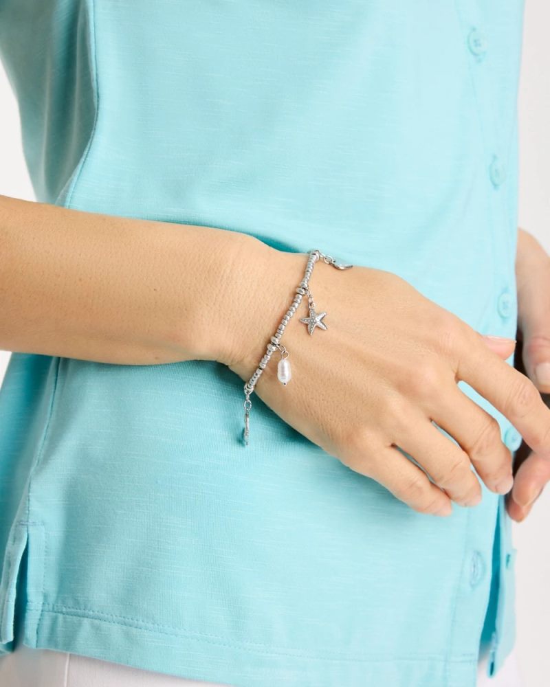 Chicos Beachy Silvertone Stretch Charm Bracelet - SILVER