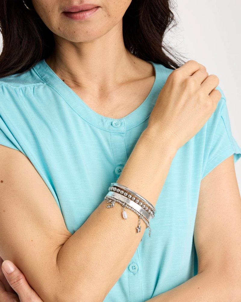 Chicos Beachy Silvertone Stretch Charm Bracelet - SILVER