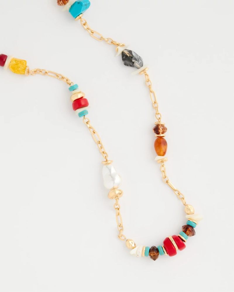 Chicos Mixed-Media Long Beaded Necklace - MULTI