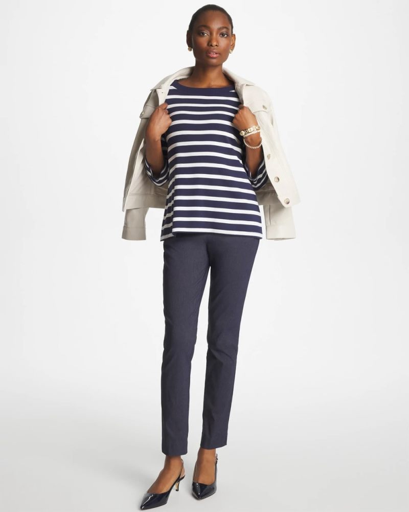 Chicos Pima 3/4 Sleeve Tee - PASSPORT BLUE
