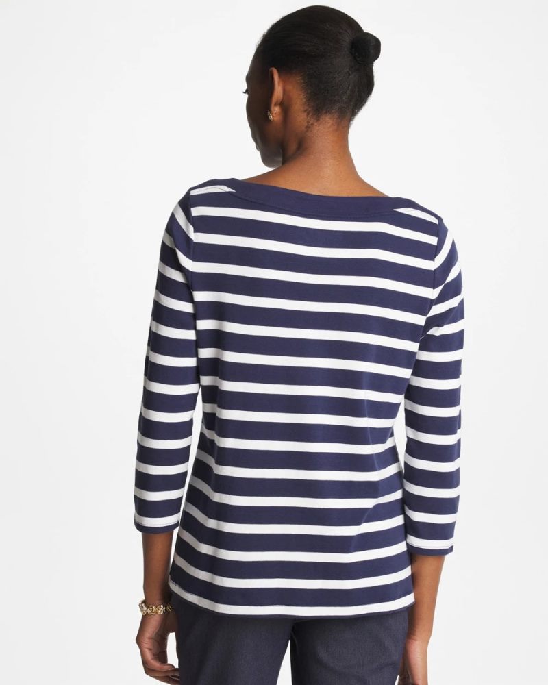Chicos Pima 3/4 Sleeve Tee - PASSPORT BLUE