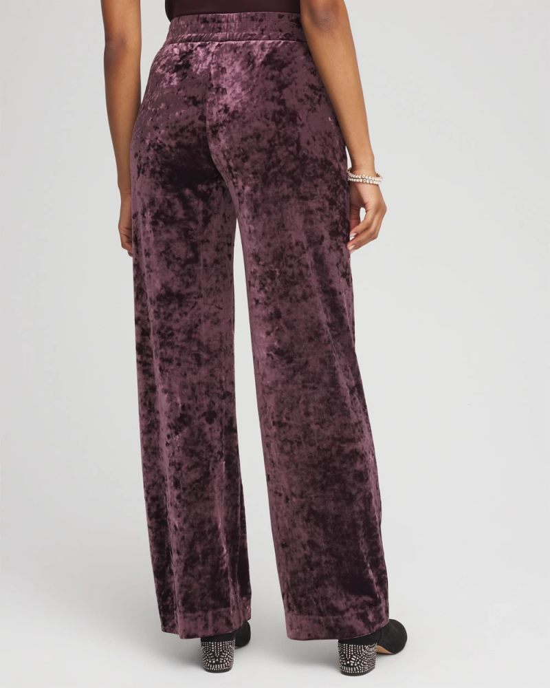 Chicos Crushed Velvet Wide-Leg Pants - NIGHT BLOOM