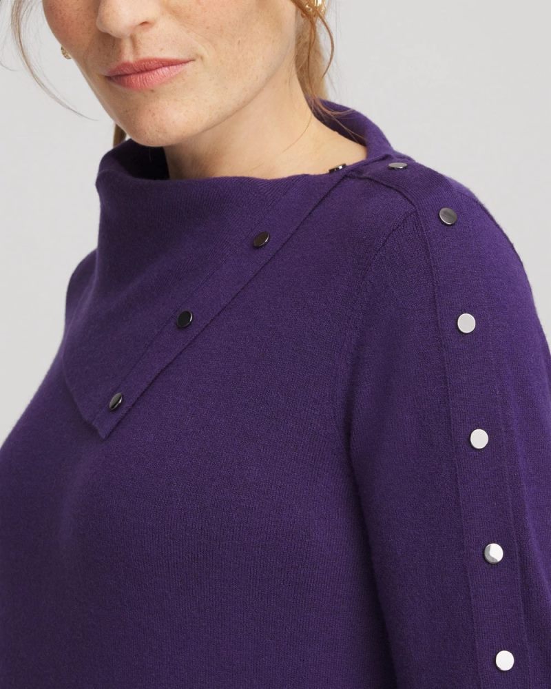 Chicos Zenergy® Luxe Envelope Neck Sweater - PURPLE ELIXIR