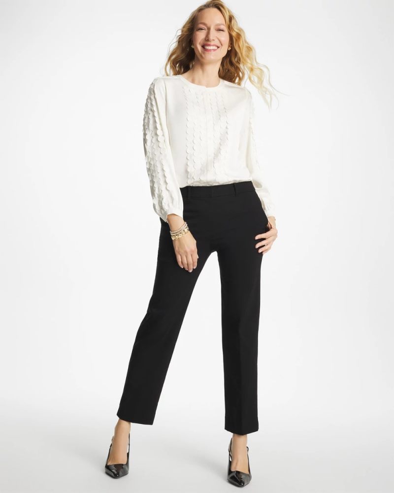 Chicos Emme Fly Front Straight Crop Pants - BLACK