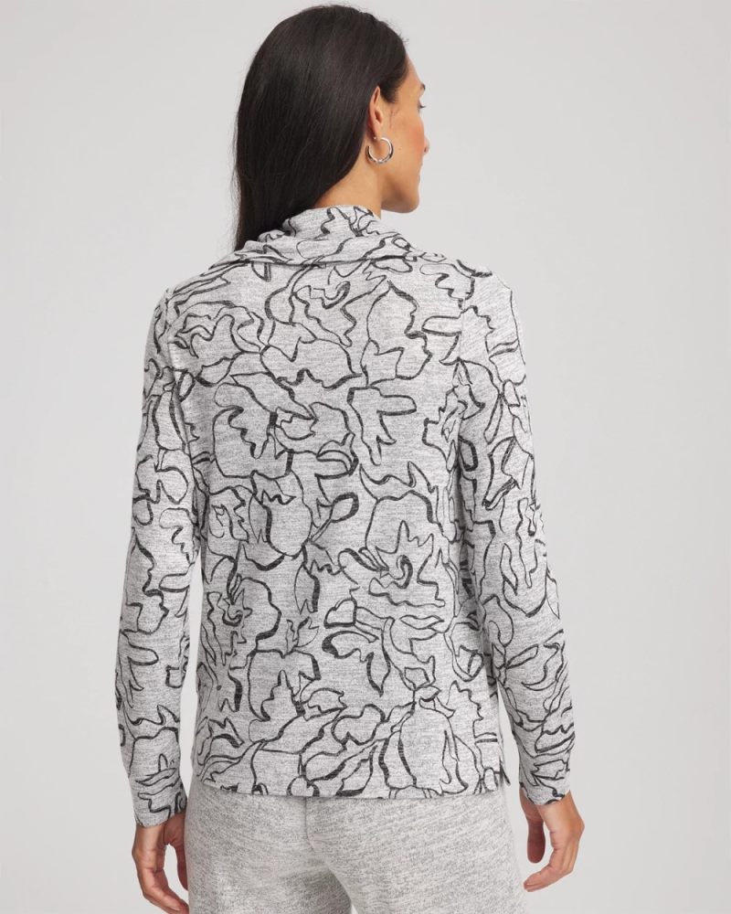 Chicos Zenergy® Soft Essentials Cowlneck Top - SALT AND PEPPER