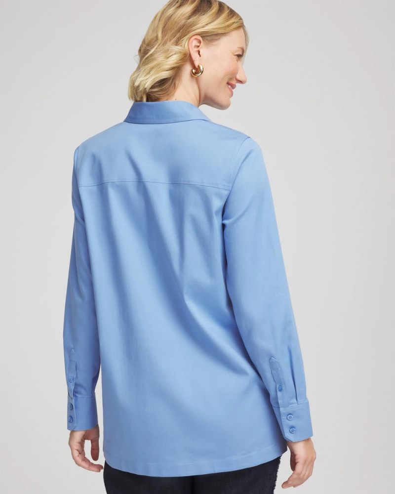 Chicos No Iron Stretch Tunic - TIDAL BLUE