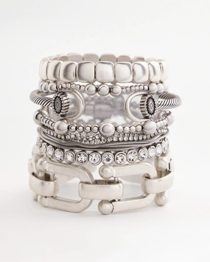Chicos Silvertone Stretch Bracelet - SILVER