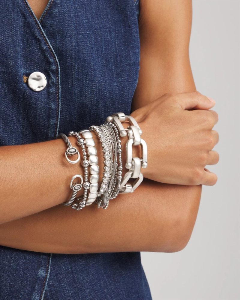 Chicos Silvertone Stretch Bracelet - SILVER