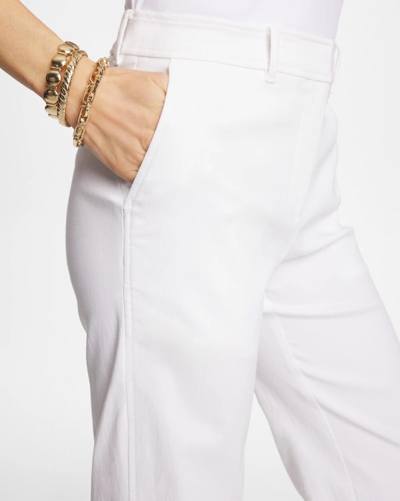 Chicos Emme Fly Front Straight Crop Pants - ALABASTER