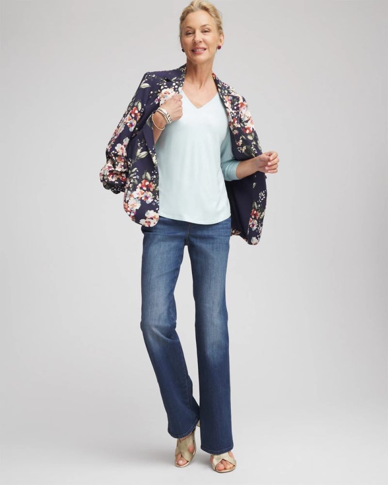 Chicos Foiled Touch of Cool™ Layering Tee - BLUE MENTHE