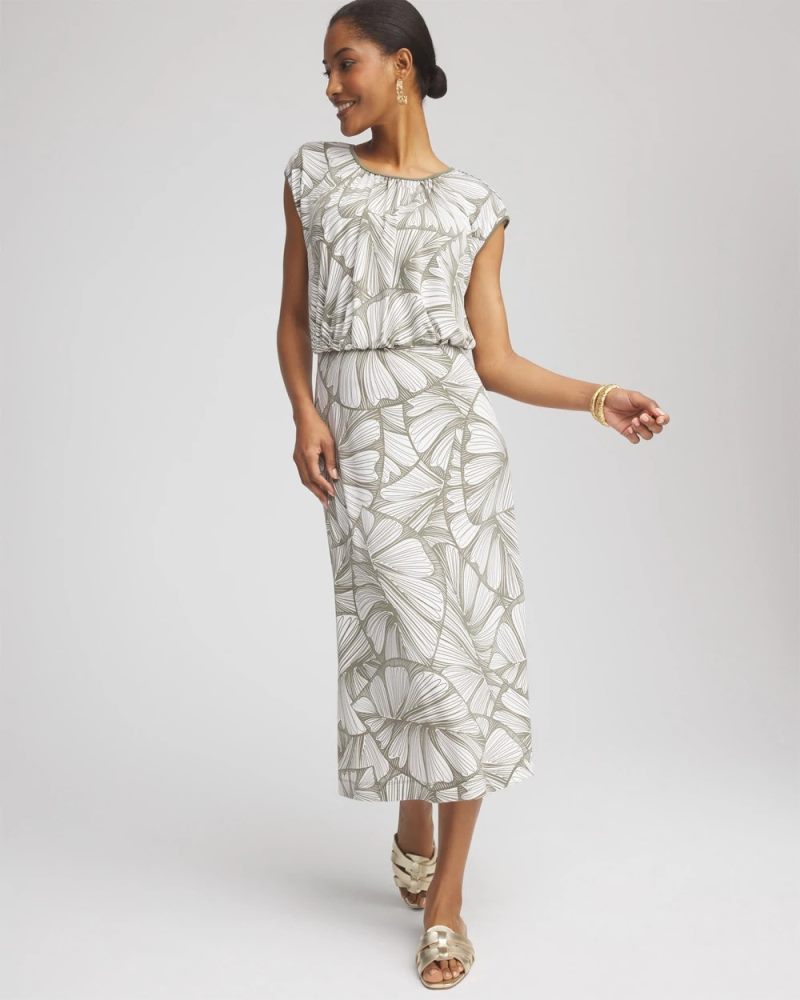 Chicos Travelers™ Knit Jersey Day Dress - DUSTY OLIVE