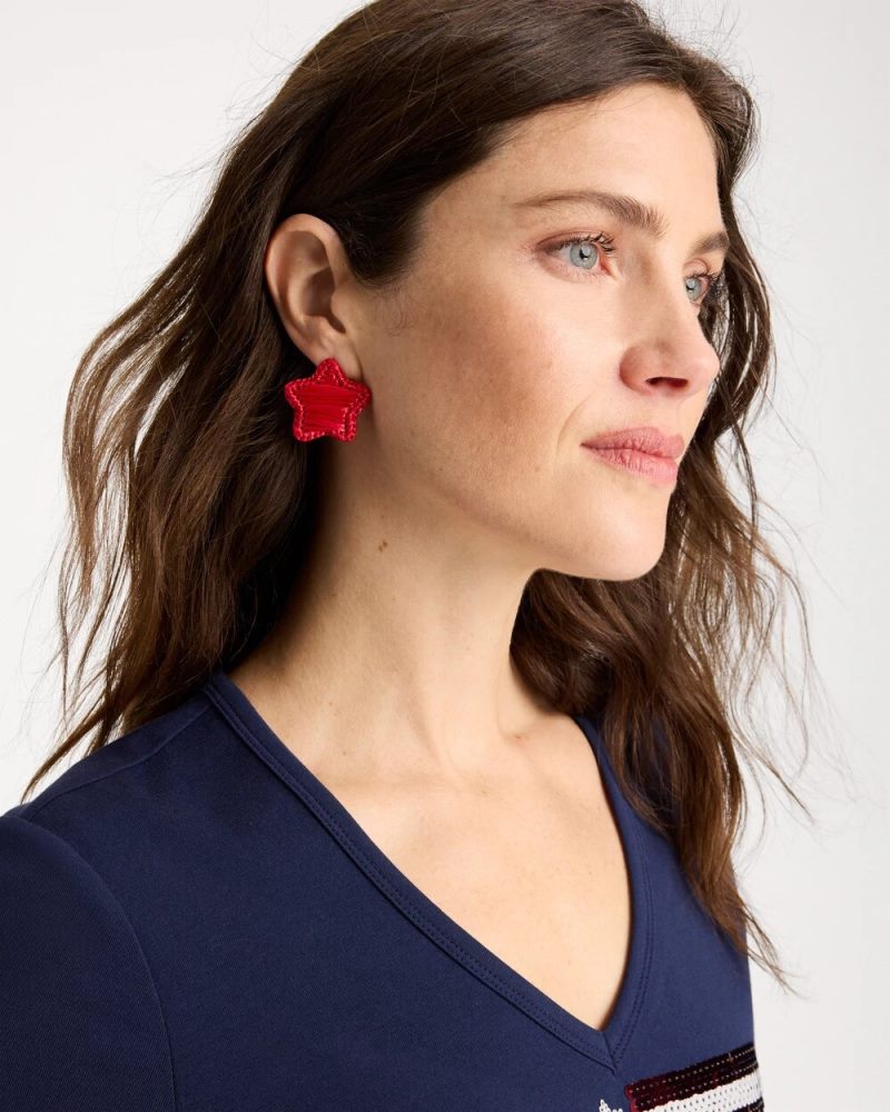 Chicos Americana Red Star Stud Earrings - RED