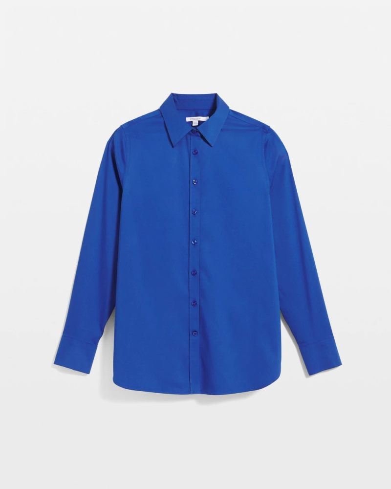 Chicos No Iron Stretch-Sateen Shirt - COBALT STONE