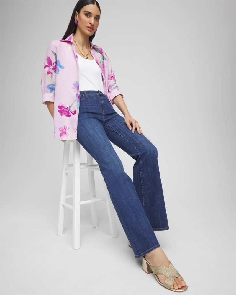Chicos Girlfriend Flare Jeans - CARINA INDIGO