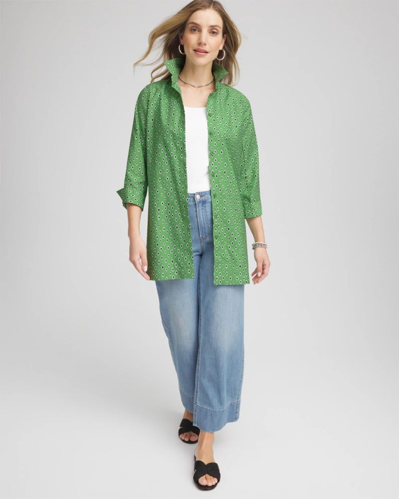 Chicos No Iron Geo-Print Tunic - SALTED LIME