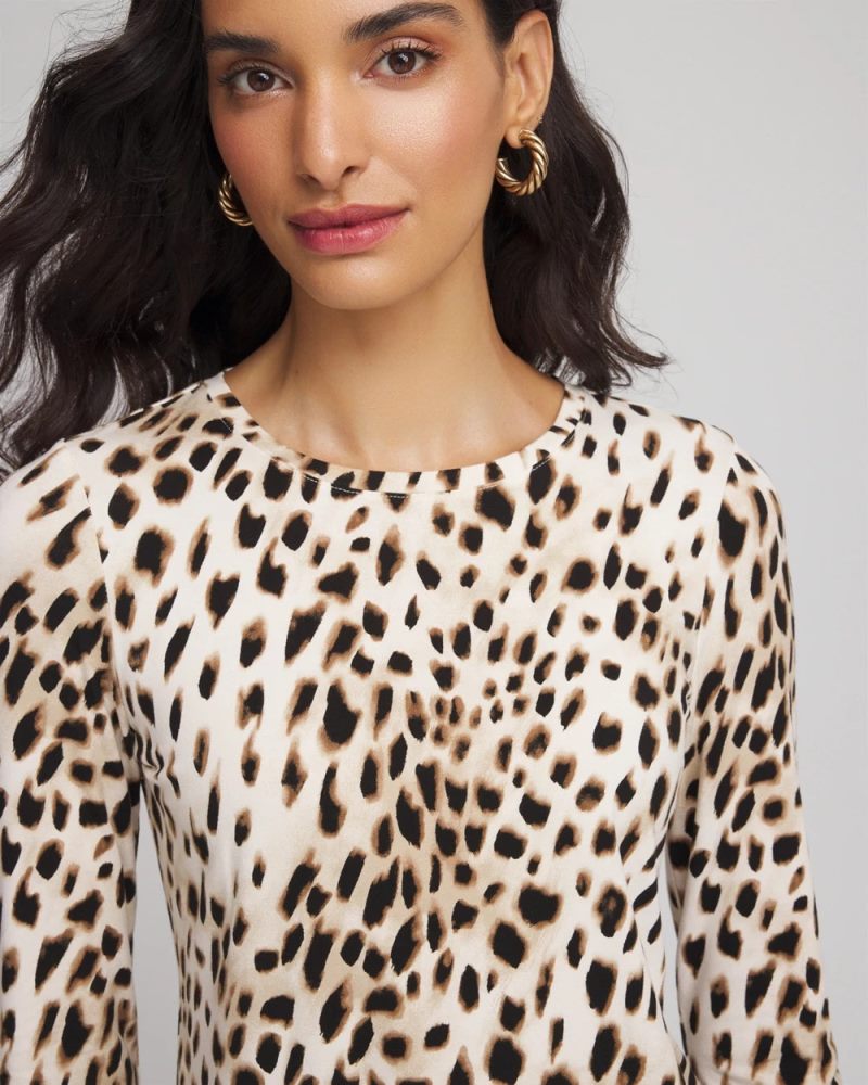 Chicos Animal Print Touch of Cool™ Layering Tee - ENGLISH CREAM