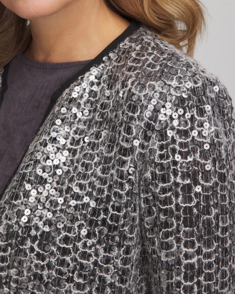 Chicos Travelers™ Collection Refined Sequins Netted Jacket - SERENE GRAY