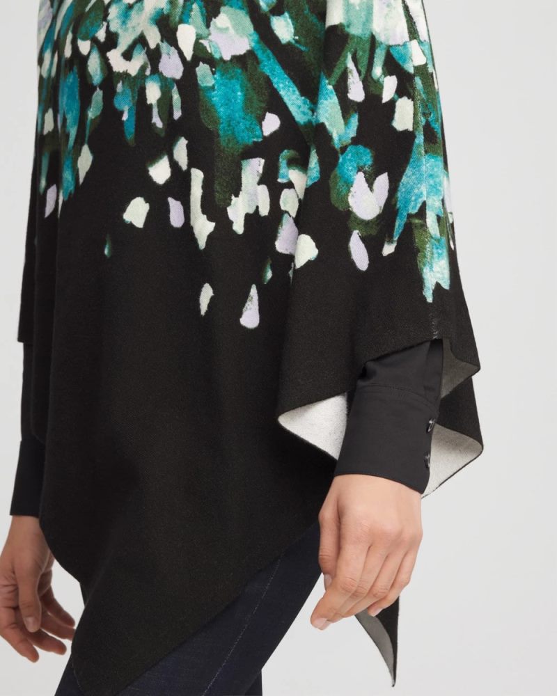 Chicos Convertible Knit Boatneck Poncho - DARK AQUA