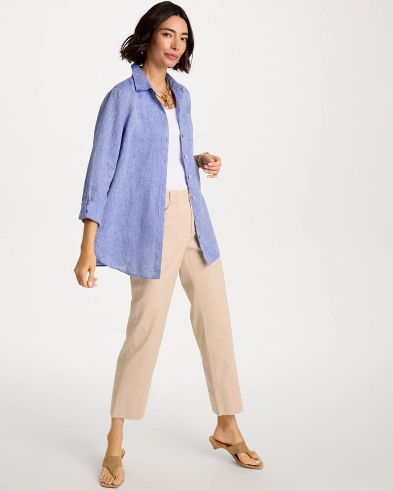 Chicos No Iron Linen Tunic - INDIGO