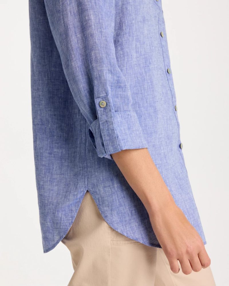 Chicos No Iron Linen Tunic - INDIGO